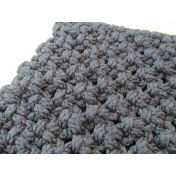 *Vintage BOHO Navy Blue Heavy Macrame Fabric Satchel - Picture 4 of 8